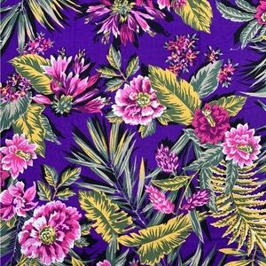 Cranston Print Works Purple Hawaiian Print Fabric 1y+18"x58" Plus off cuts